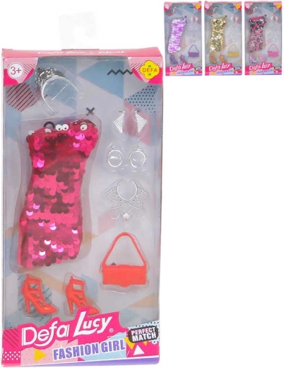Vestido de fiesta con lentejuelas para muñeca con accesorios de moda - 1 pieza