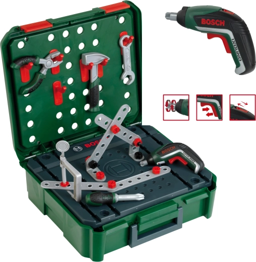 Taller en maletín Klein Bosch Mini con atornillador a batería IXOLINO II