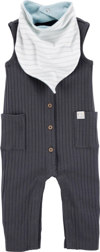 Set de 2 piezas Carter's para niño: mono sin mangas y babero charcoal – Talla 56