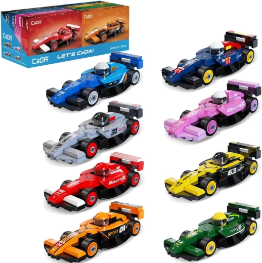Set de construcción CADA: set de 8 coches de carreras Circuit Racing Car, 560 piezas