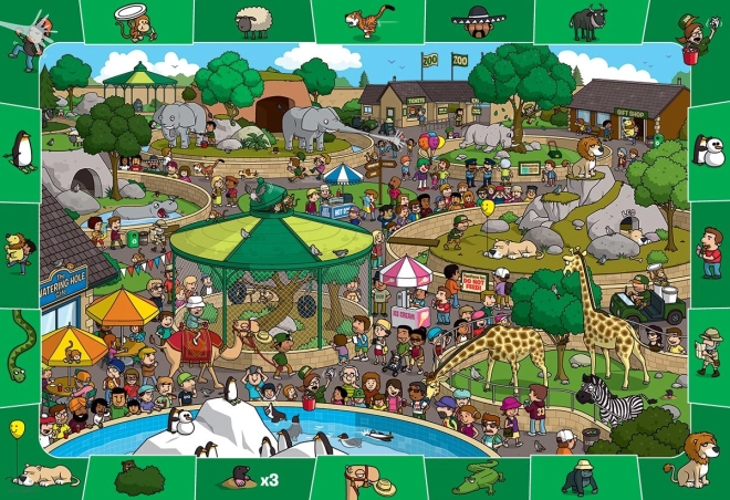 Eurographics Spot & Find – un día en el zoo, puzzle de 100 piezas