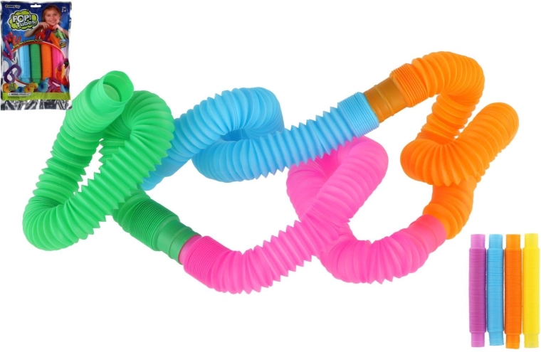 Tubos pop sensoriales – set de 4 piezas, kit de construcción extensible y conectable