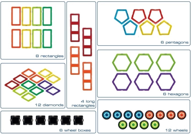 Juego de construcción magnético educativo GeoSmart - 205 piezas