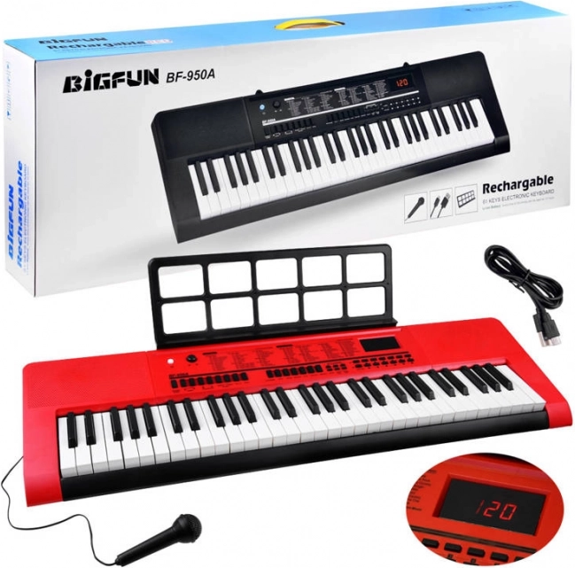 Instrumento de teclado electrónico de 61 teclas con micrófono BF-950A