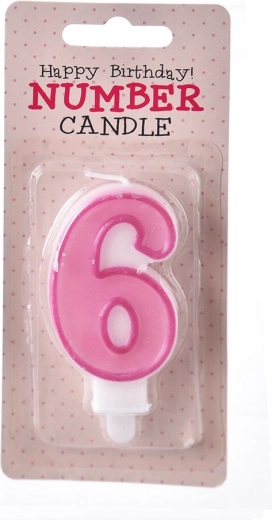 Vela para tarta número 6 rosa