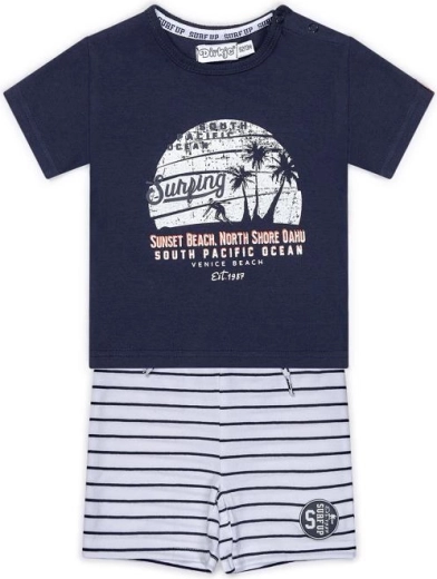 Dirkje conjunto infantil de 2 piezas: camiseta y pantalón corto azul marino y rayas blancas