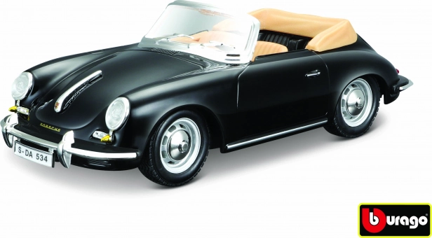 Modelo metálico Bburago Porsche 356 B Cabriolet 1:24, negro