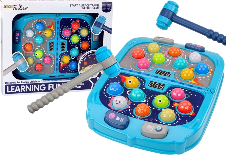 Juego espacial de reflejos whack-a-mole con 9 velocidades y efectos de luz