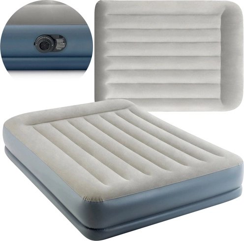 Cama inflable de terciopelo INTEX Pillow Rest Mid-Rise, matrimonial con bomba eléctrica 203 × 152 × 30 cm