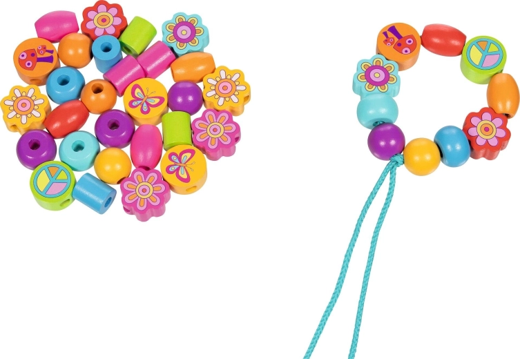Set de cuentas de madera Flower power