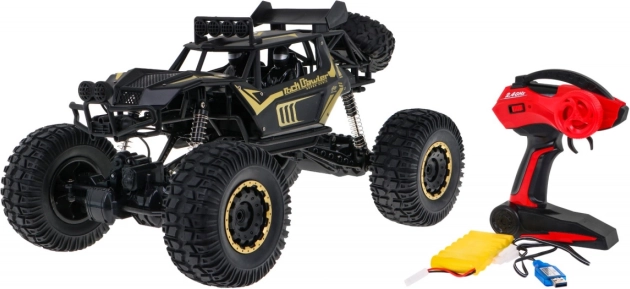 Rock crawler RC metálico 1:8 con tracción 4x4 y LED para niños 3+