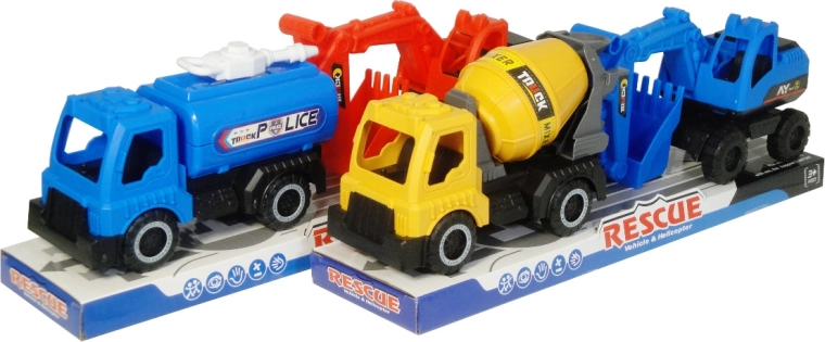 Máquinas de construcción y rescate – set de 2 vehículos con mecanismo de inercia