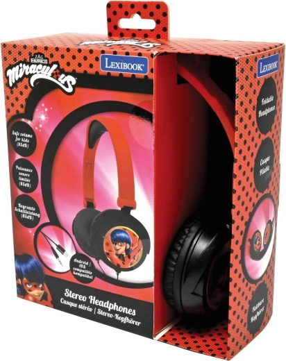 Auriculares infantiles plegables con cable Miraculous: Ladybug y Cat Noir