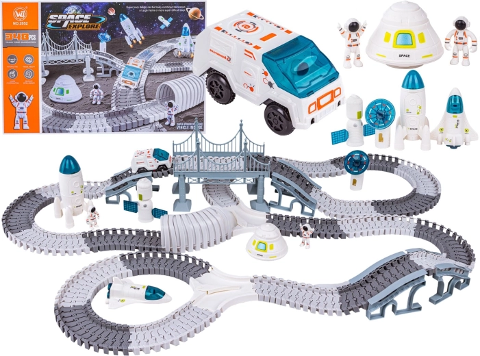 Pista de carreras flexible estación espacial con cohete (332 piezas)