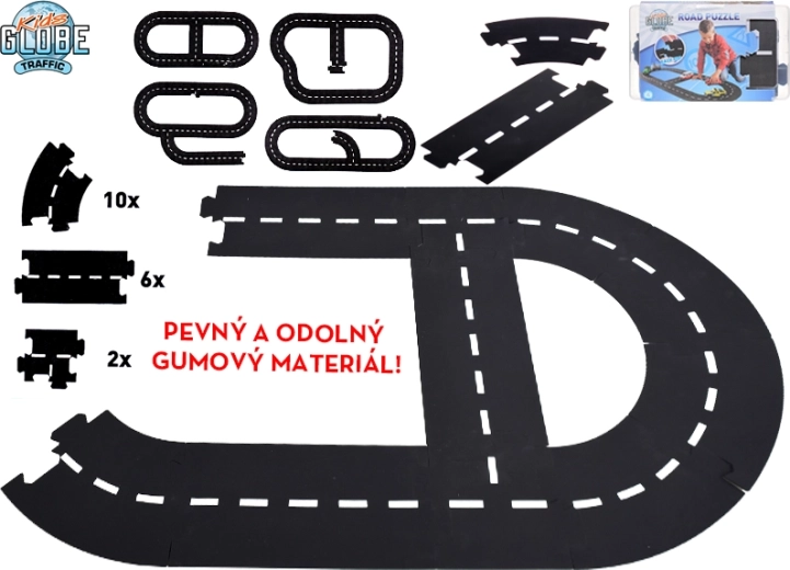 Kids Globe Traffic pista de coches – carretera flexible de goma con 18 piezas