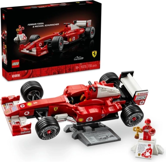 Lego Icons Ferrari F2004 y set de construcción de Michael Schumacher