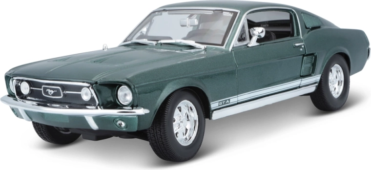 Modelo de coche Maisto Ford Mustang GTA Fastback 1967 1:18 verde metálico de metal