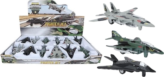 Avión militar con luz y sonido de 15,5 cm - 1 unidad