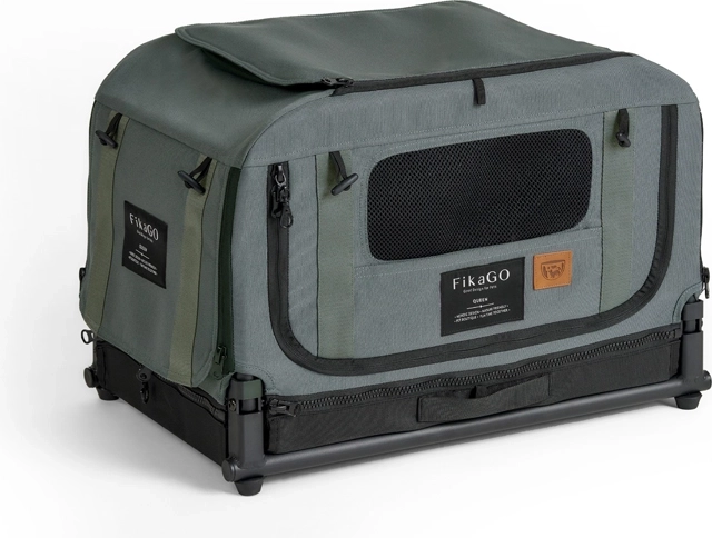 FikaGO jaula transportín plegable para perro Queen L verde