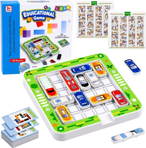 Juego magnético de lógica con coches: 15 vehículos y 60 tarjetas de retos