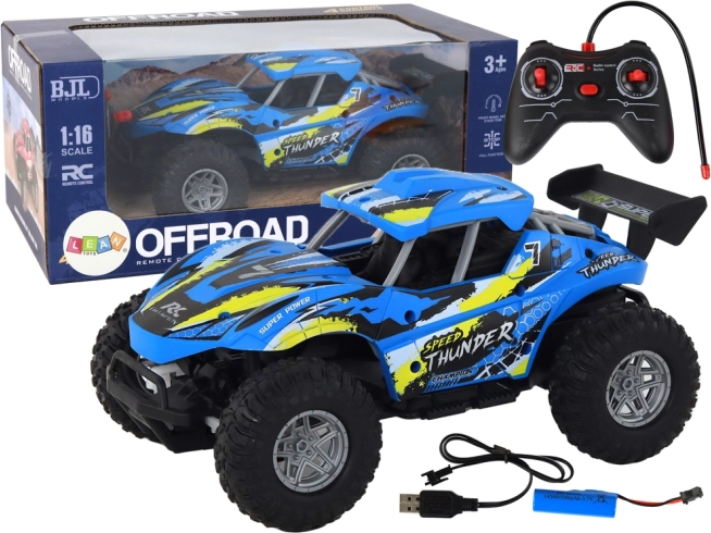 Coche RC todoterreno 1:16 azul