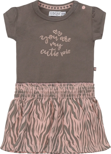 Vestido para niña Dirkje de manga corta en marrón grisáceo (talla 110)