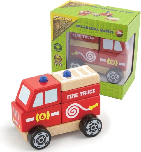 Cochecito de madera para montar Babu – bomberos