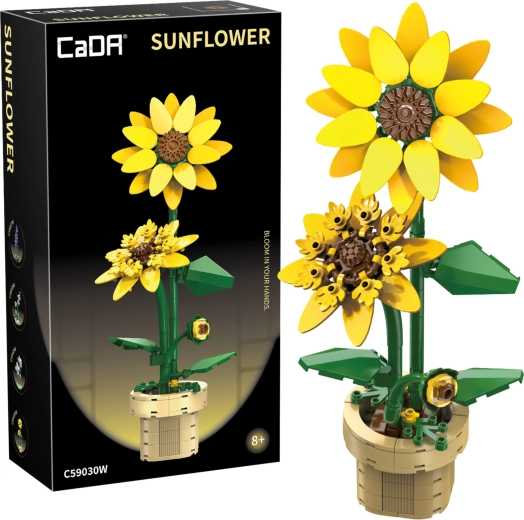 Set de construcción CaDA girasoles en maceta 27 cm, 187 piezas