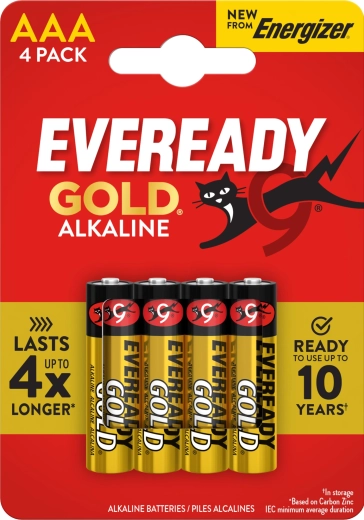 Pilas AAA ENERGIZER Eveready Gold, 4 uds