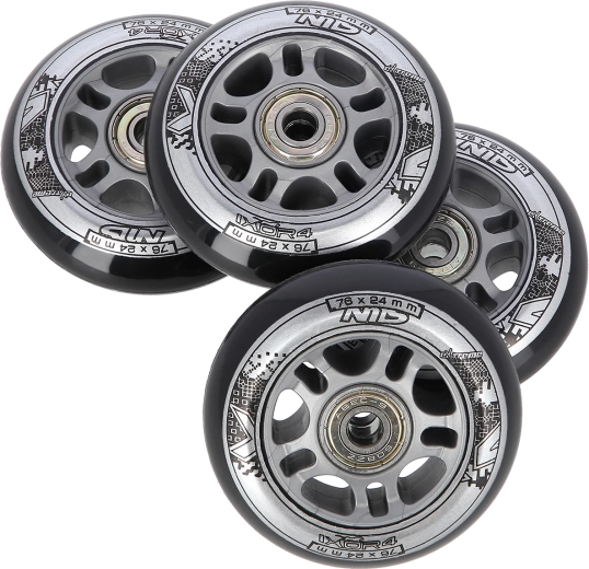 Juego de ruedas para patines en línea 76 × 24 mm con rodamientos ABEC 9 NILS EXTREME