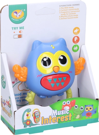 Sonajero búho con efectos de luz y sonido 11 cm - 1 pieza