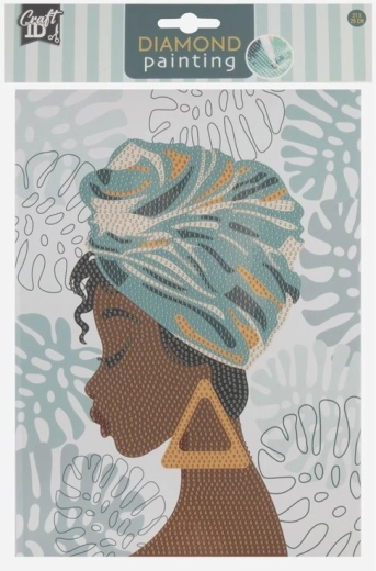 Pintura de diamantes sobre cartón Mujer africana 29 × 21 cm