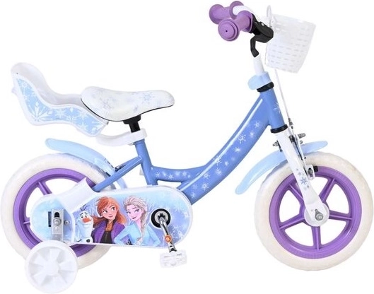 Bicicleta infantil Disney Frozen 12" con ruedas de apoyo y cesta