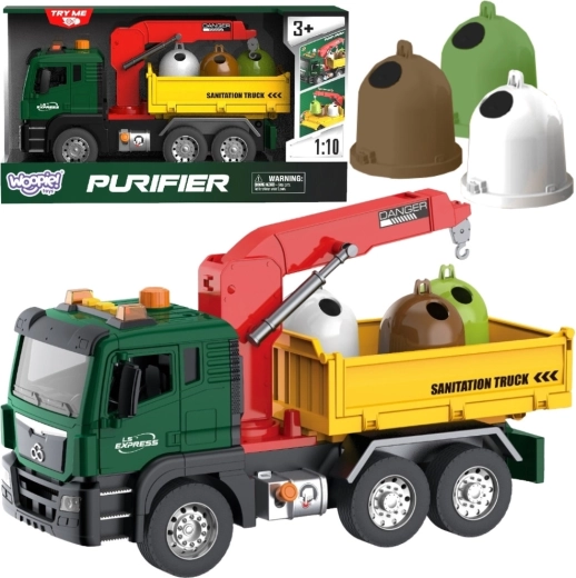 Camión de basura Woopie con grúa y clasificación de residuos