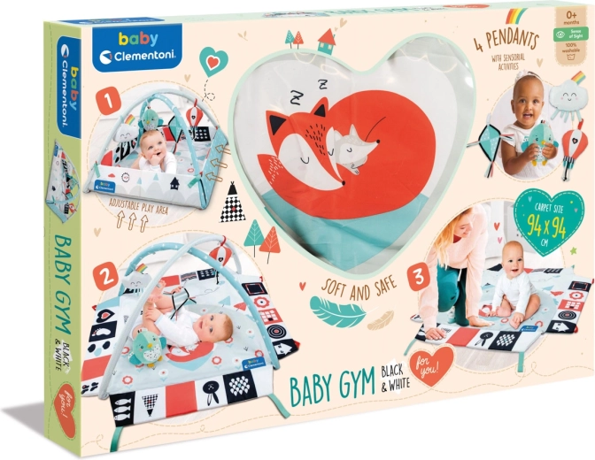 Clemmy baby manta de juegos infantil con arco en blanco y negro
