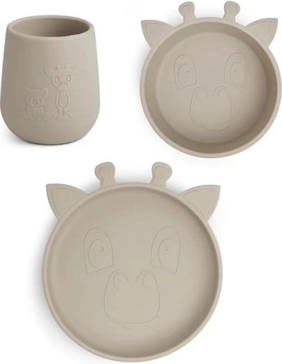 Set de comedor de silicona Nuuuroo Judi Giraf Cobblestone