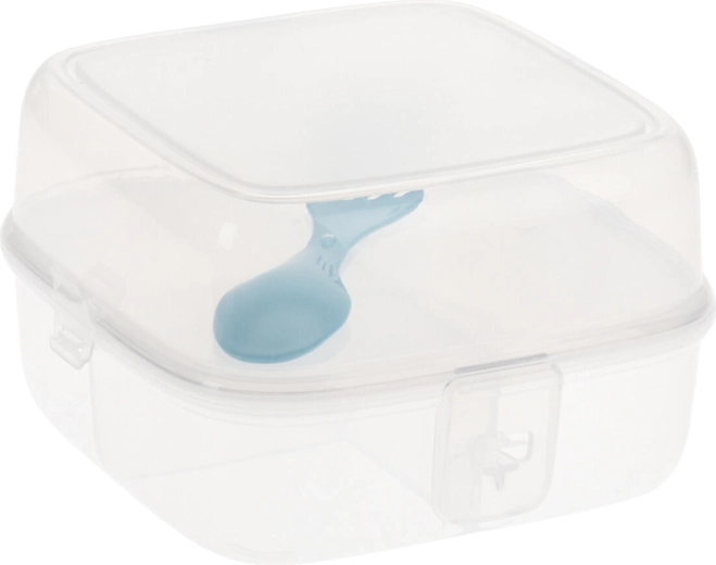 Caja de almuerzo con compartimentos y cubierto, transparente 15,5 × 15 × 9,5 cm