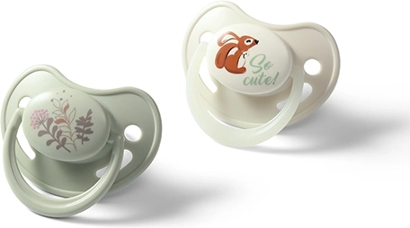 BabyOno chupetes anatómicos de silicona 6–18 meses, 2 uds (diurno + luminoso)