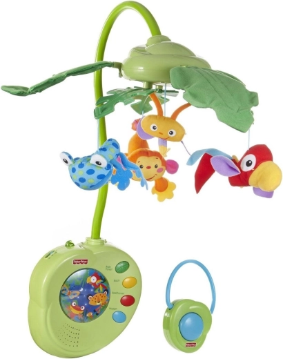 Carrusel musical Fisher-Price Rainforest con mando a distancia – defectuoso