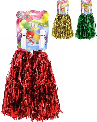 Pompones de animadora con flecos 30 cm (2 uds.) – varios colores