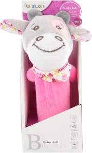 Sonajero con silbato vaquita rosa para bebés