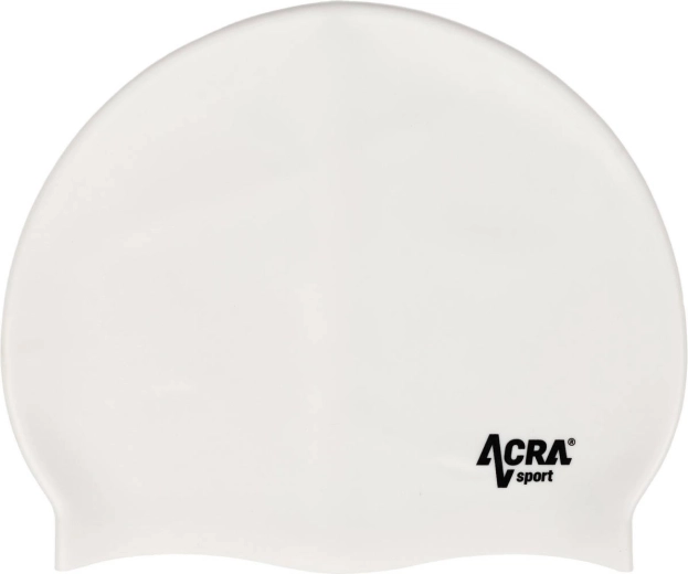 Gorro de natación de silicona ACRA blanco - 1 pieza