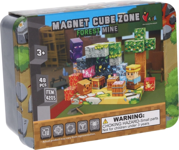 Juego de construcción magnético Forest Mine Magnet Cube Zone, 48 piezas