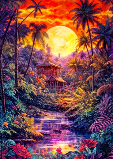Puzzle Enjoy Crepúsculo en la jungla 1000 piezas