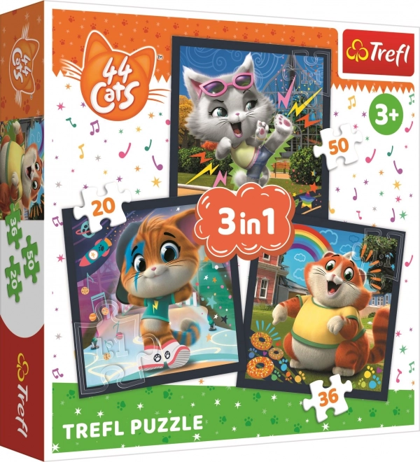 Puzzle 3 en 1 Conoce a los adorables gatitos 44 CATS