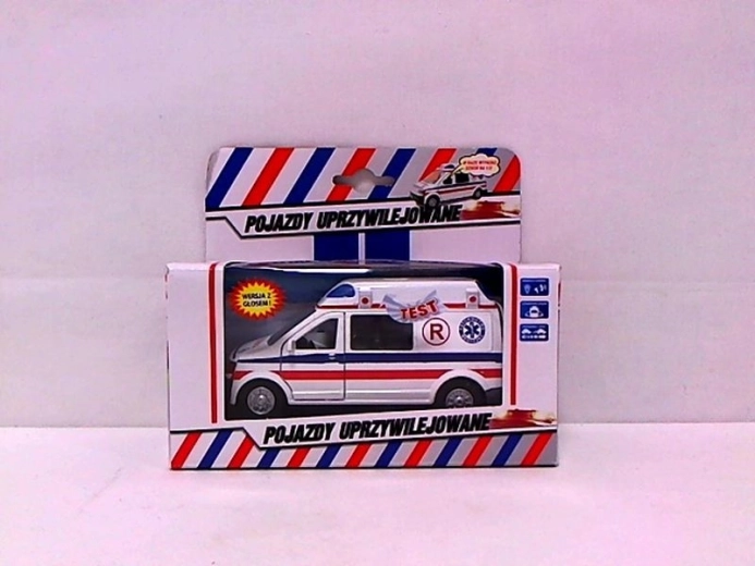 Furgoneta ambulancia con sonido y luz 14 cm