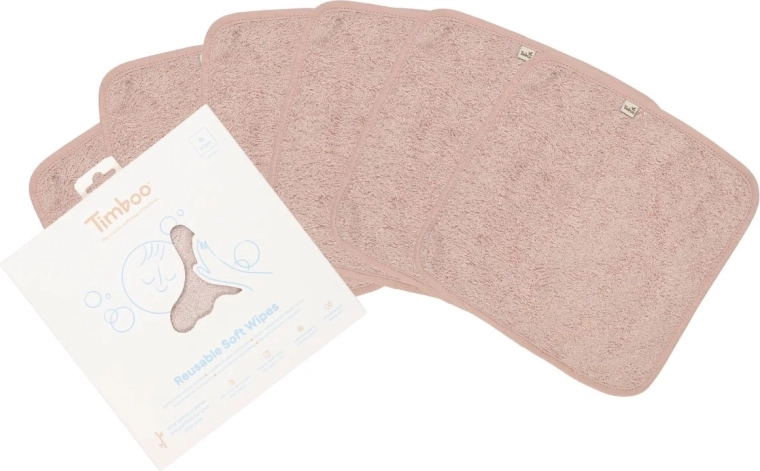 Timboo toallitas suaves reutilizables misty rose (6 uds)