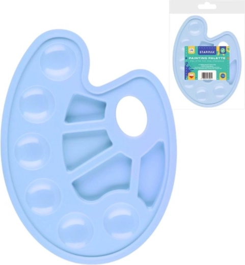 Paleta de pintura azul de plástico con 10 compartimentos - 1 pieza