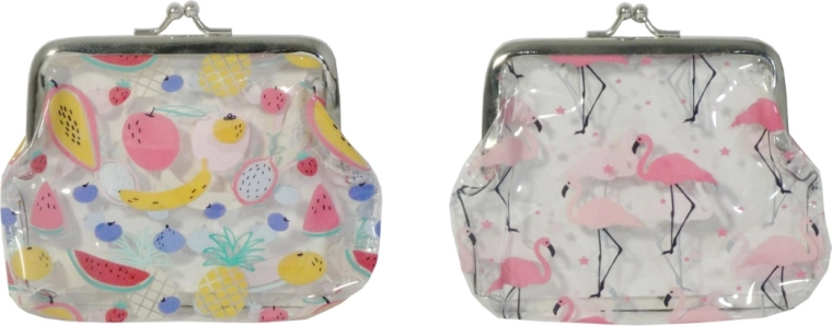 Cartera transparente con frutas o flamencos para niños