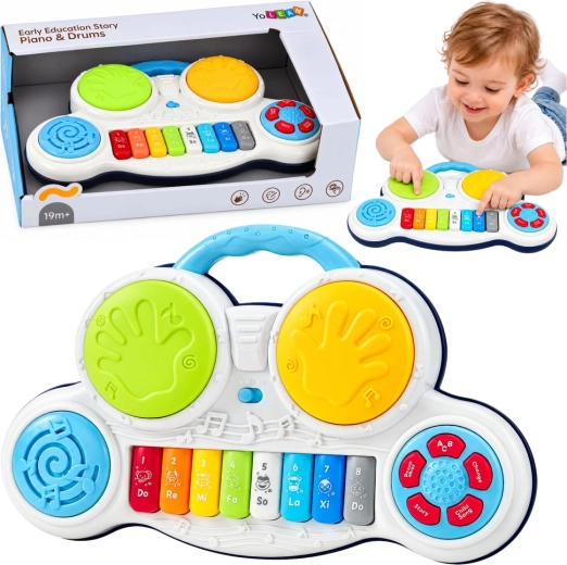 Piano infantil interactivo con tambores y sonidos de animales